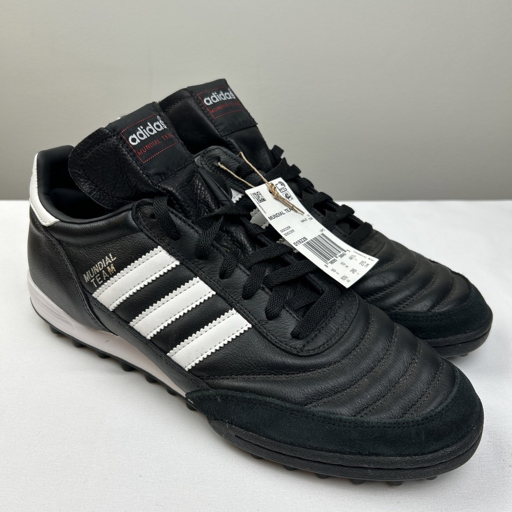 Adidas Mundial Team Shoes Mens Sz 10.5 Black Leather Turf Football Soccer 019228